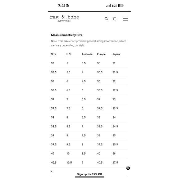 Rag & Bone Shiloh Combat Boot Black 9.5 Rag & Bone shoe chart 39.5 (new) - Picture 2 of 10